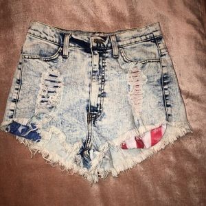 Patriotic High Waisted Jean Shorts